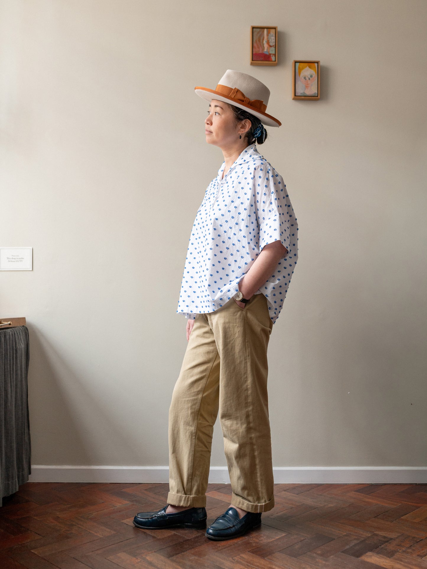 Bathing Top / Dots Cotton Jacquard