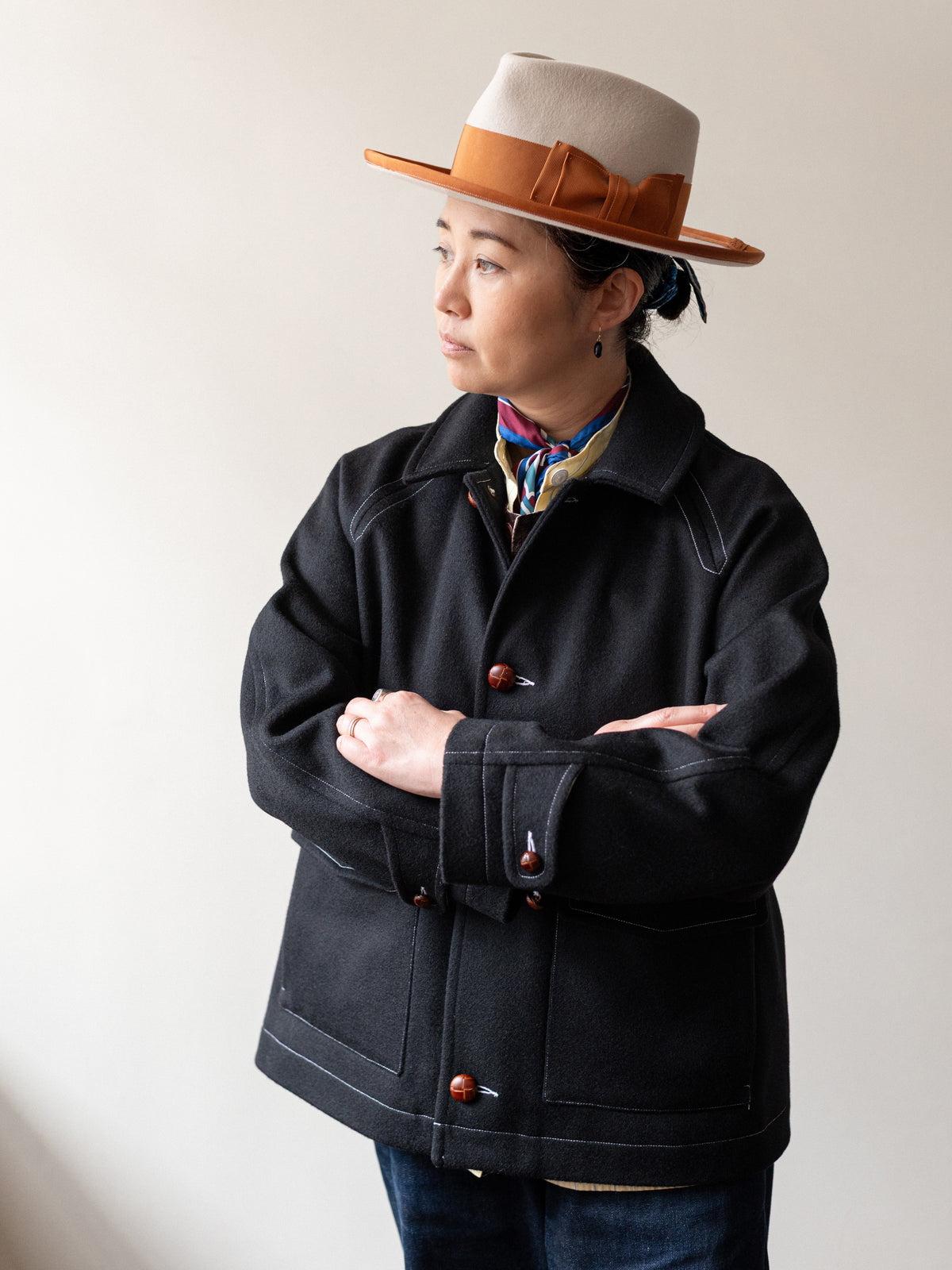 Melton Wool Field Jacket / Black Loden