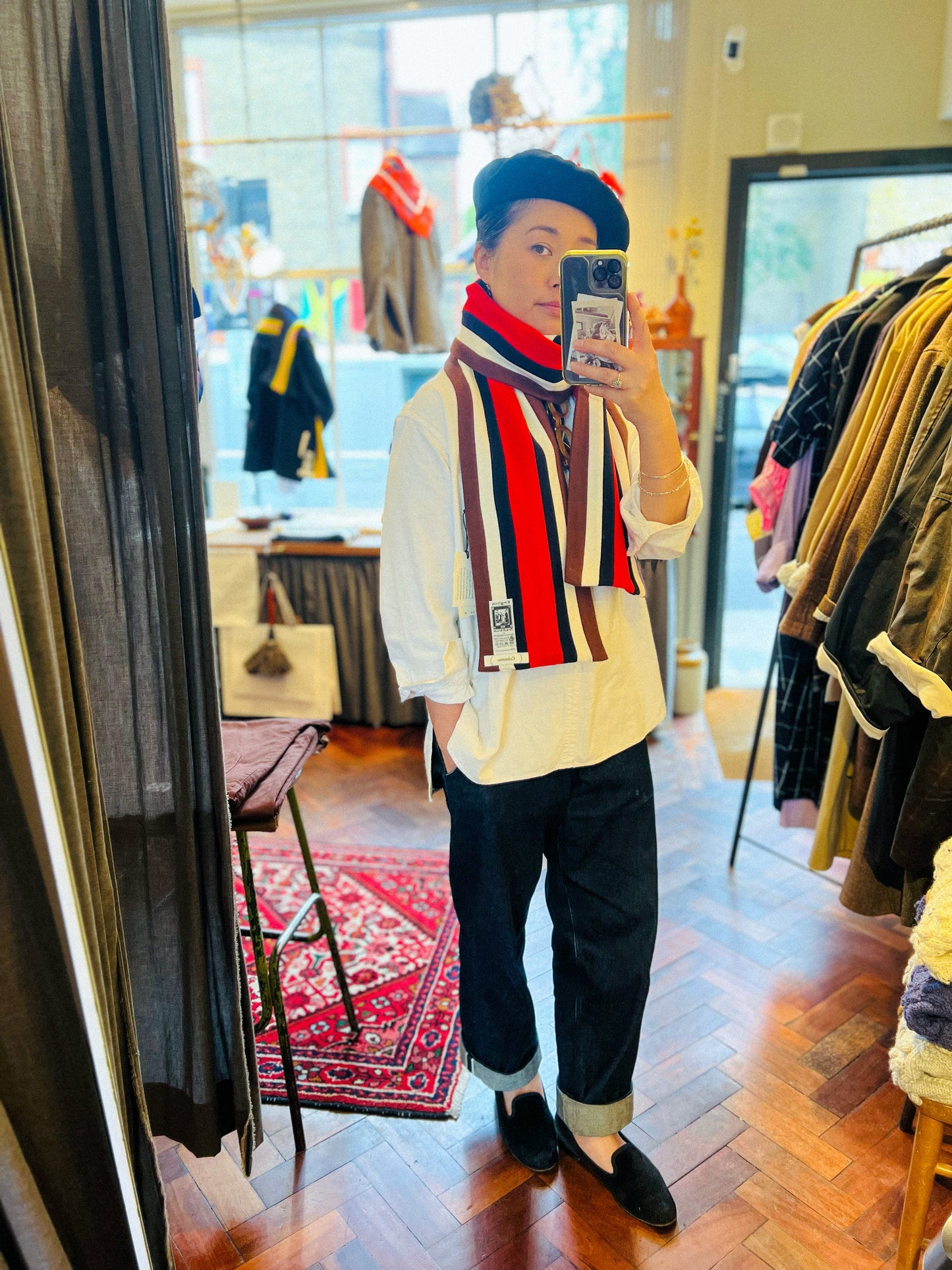 Stripe School Scarf / Brown & Red