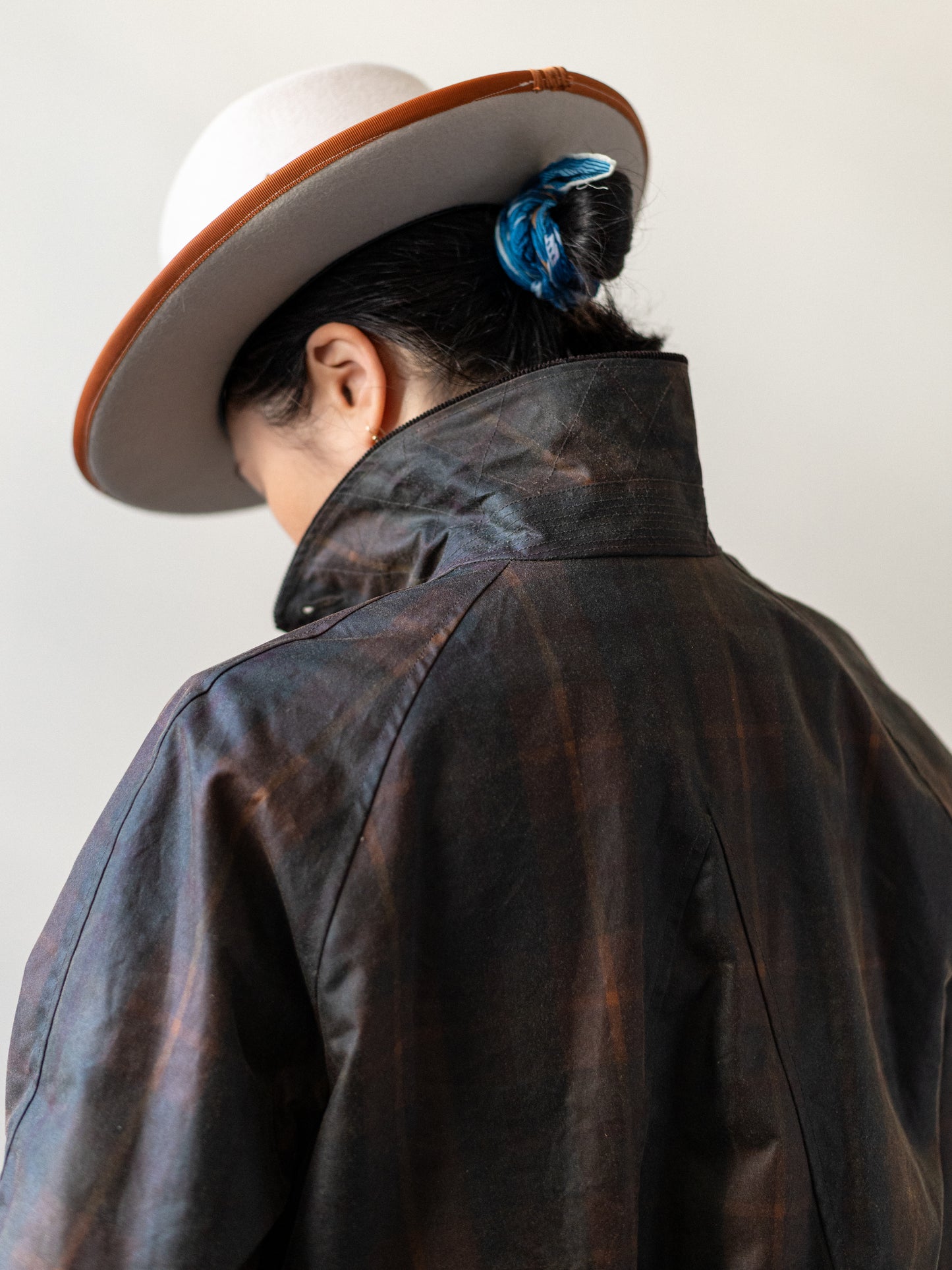 Waxed Cotton Balmacaan / Brown Check