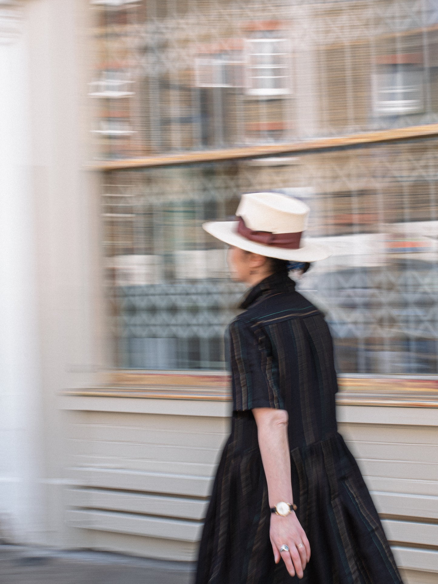 Irish Linen Dress / Black Stripe
