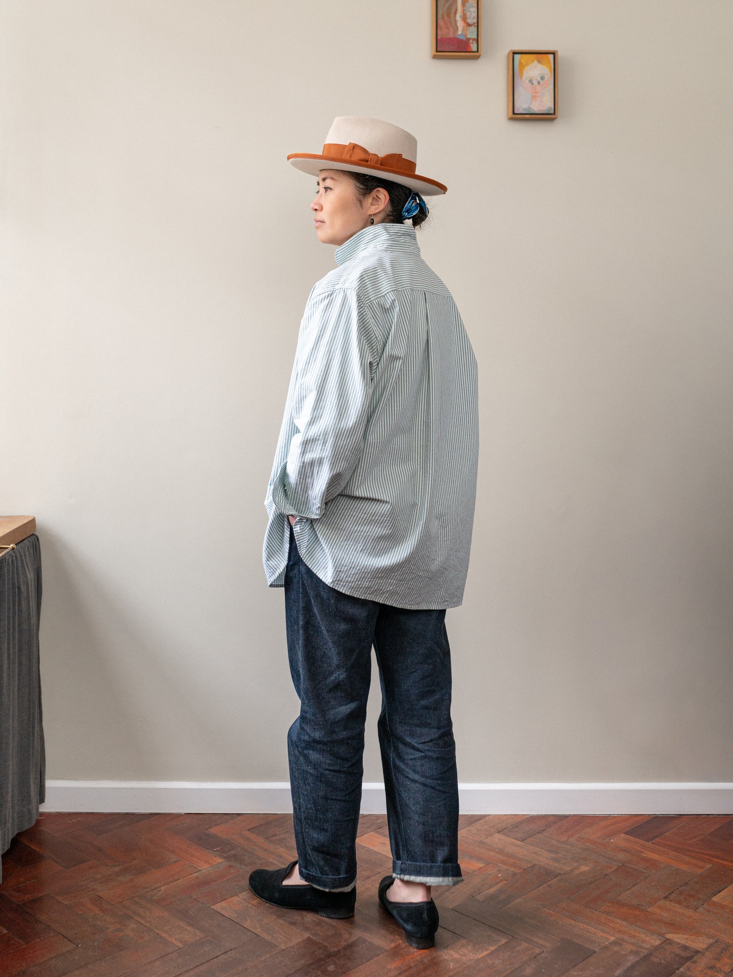 Oxford Cotton Smock / Green Stripe