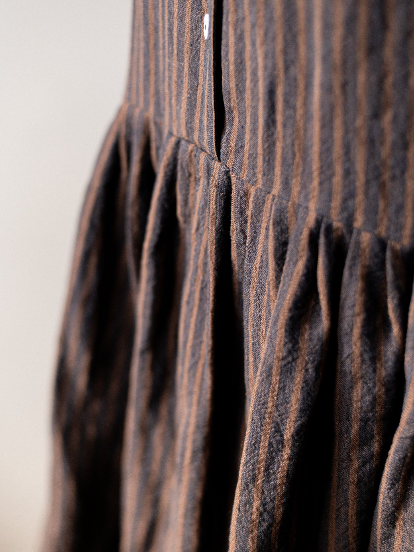 Irish Linen Stripe Dress / Brown