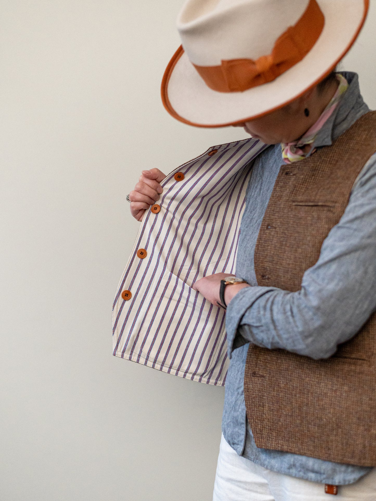 Reversible Tweed Vest / Brown Tweed