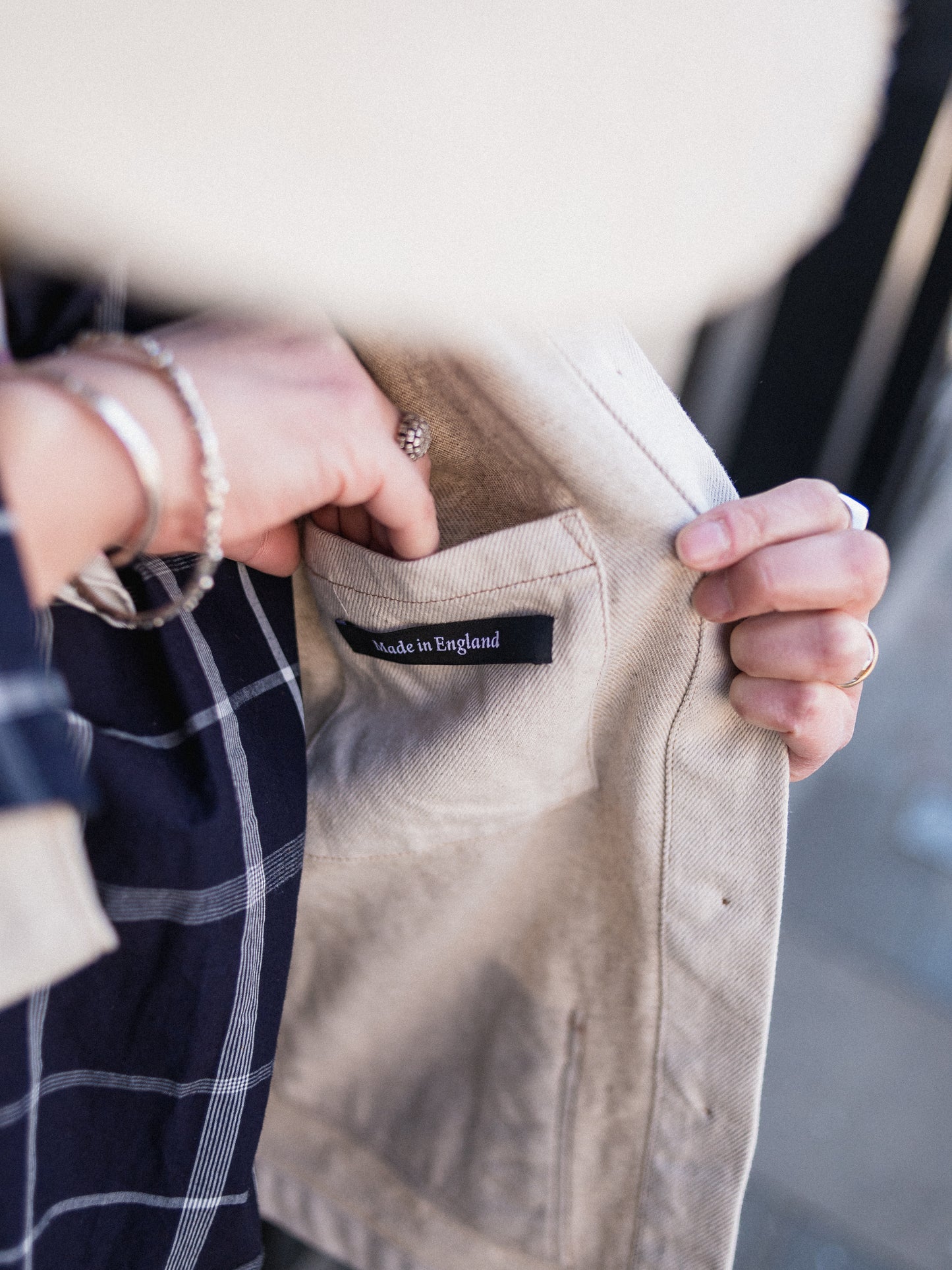 Cotton Linen Mix Painters Work Jacket / Ecru Denim