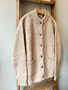 Lambswool Wool Shetland Yarn Cardigan / Tusk