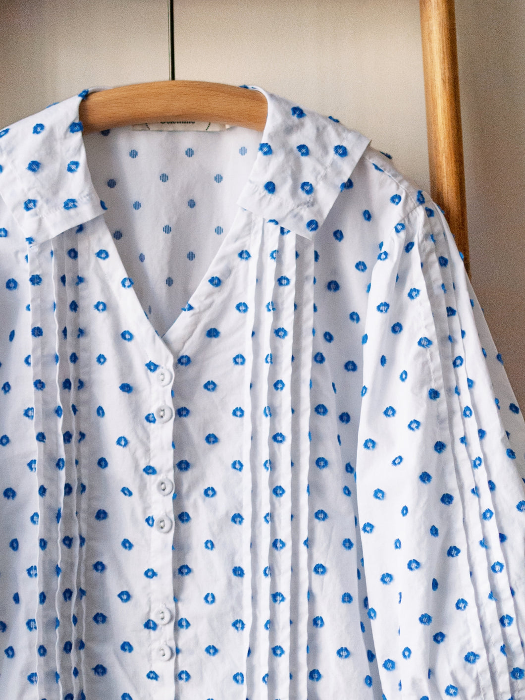 Cut Jaquard Mini Sailor Top / Blue Dots