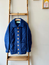 Cable Aran Cardigan / Indigo Blue