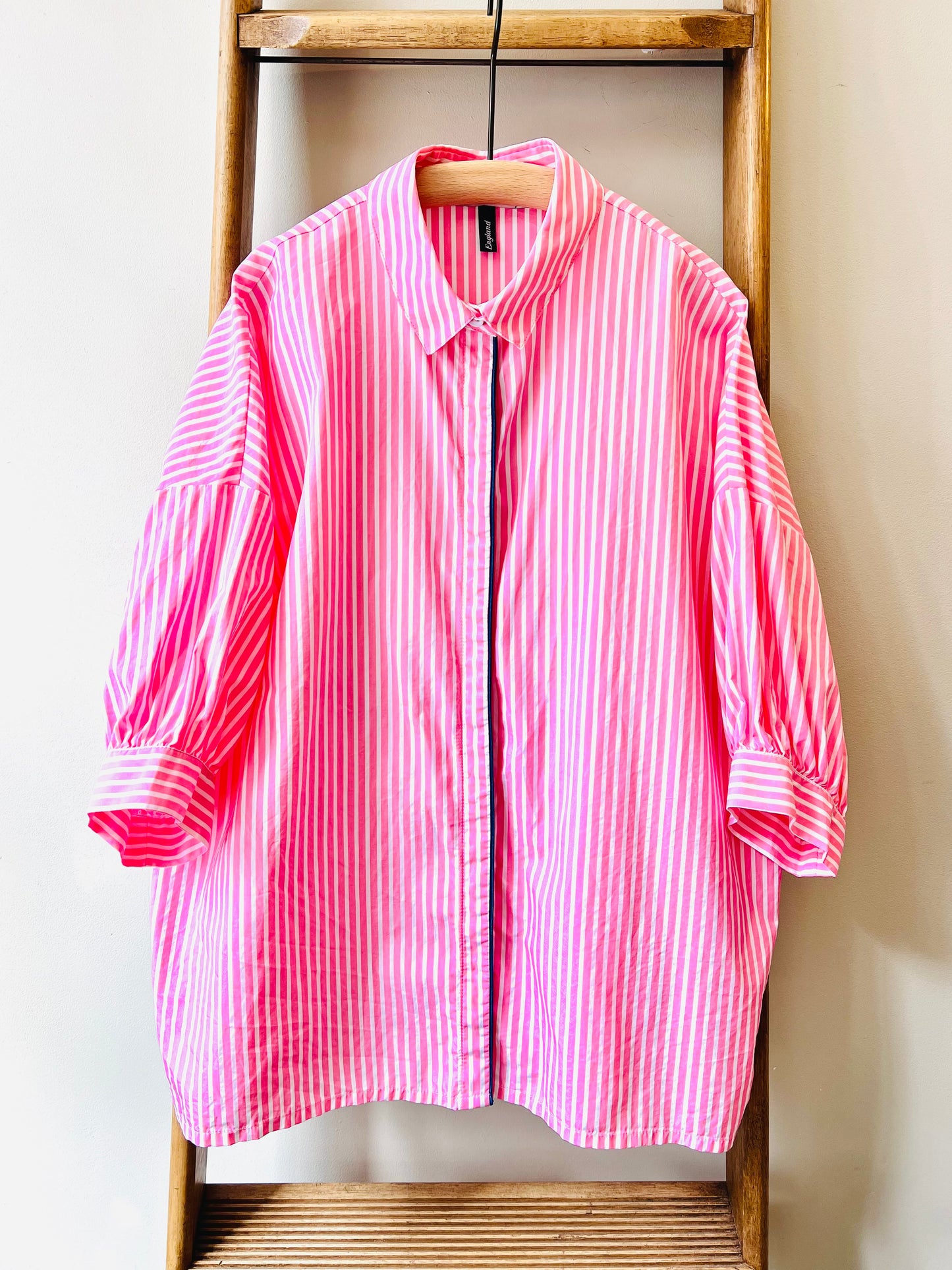 Balloon Sleeve Stripe Top / Pink stripe