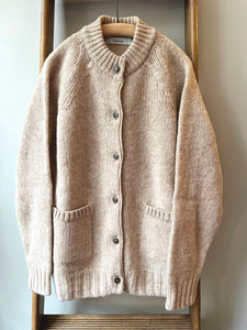 Lambswool Wool Shetland Yarn Cardigan / Tusk