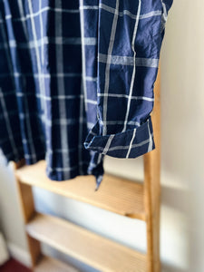 Indigo Cotton Check Smock / Indigo