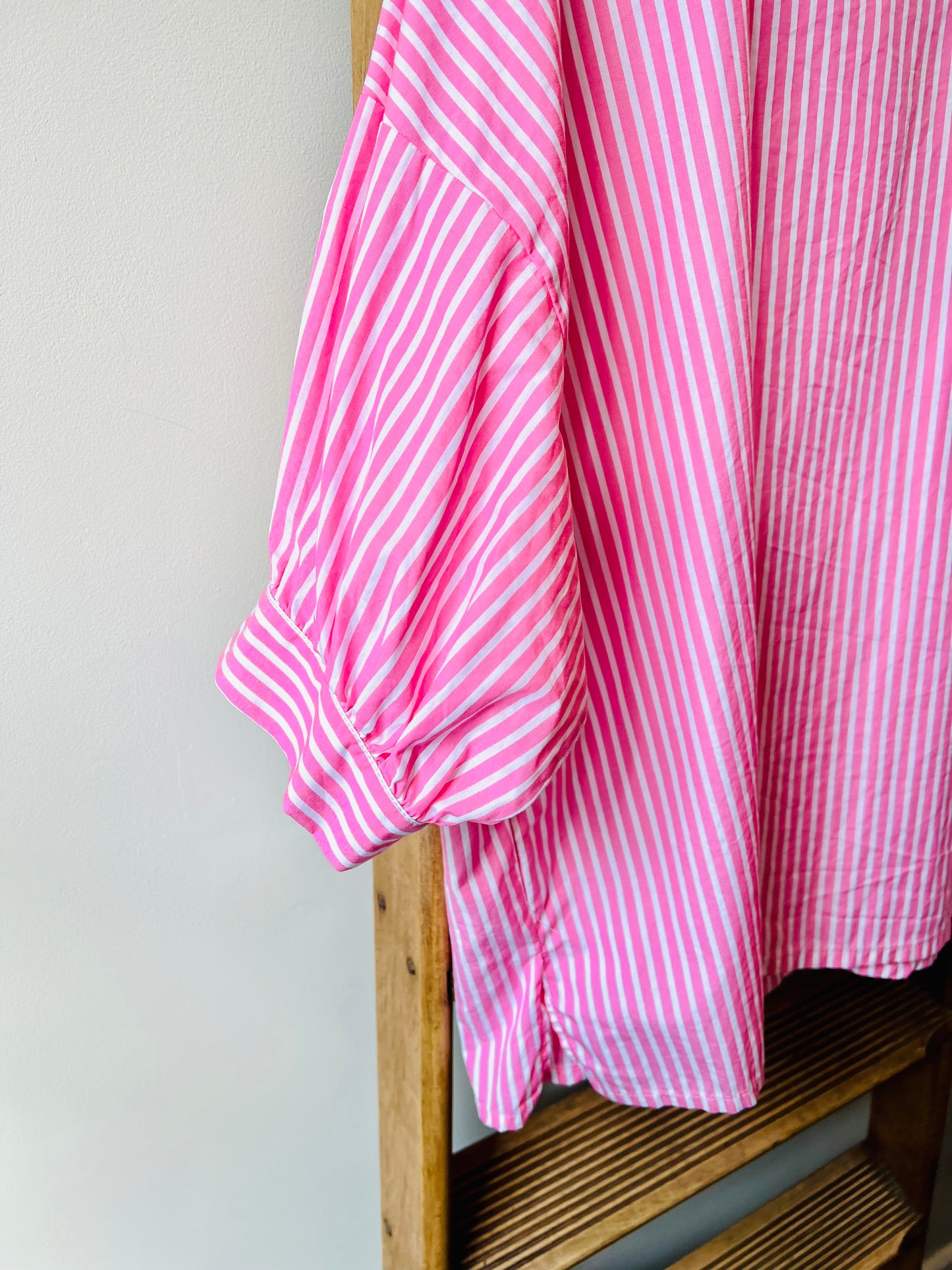 Balloon Sleeve Stripe Top / Pink stripe