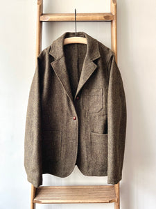 Herringbone Cheviot Tweed Jacket / Khaki Herringbone