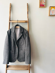 Shetland Wool Jacket / Brown Herringbone