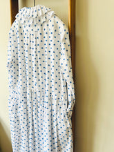 Cut Jacquard Dots Cotton Dress / Blue Dots