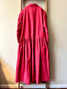 Typewriter Cotton Dress / Rose Red