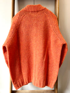 Lambswool Wool Shetland Yarn Cardigan / Clementine