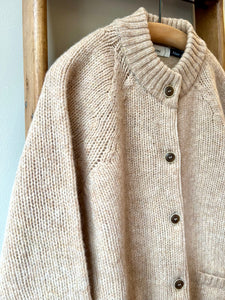 Lambswool Wool Shetland Yarn Cardigan / Tusk