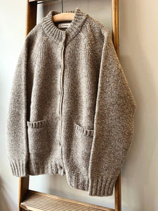 Lambswool Wool Shetland Yarn Cardigan / Mushroom