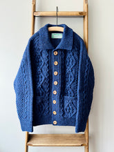 Cable Aran Cardigan / Indigo Blue