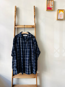 Indigo Cotton Check Smock / Indigo