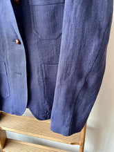 Irish Linen Workers Jacket / Navy Herringbone