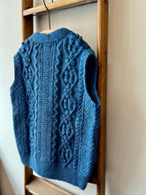 Aran V-neck Waistcoat / Sea Blue