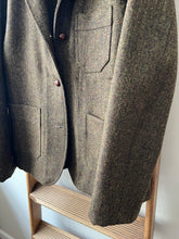 Herringbone Cheviot Tweed Jacket / Khaki Herringbone