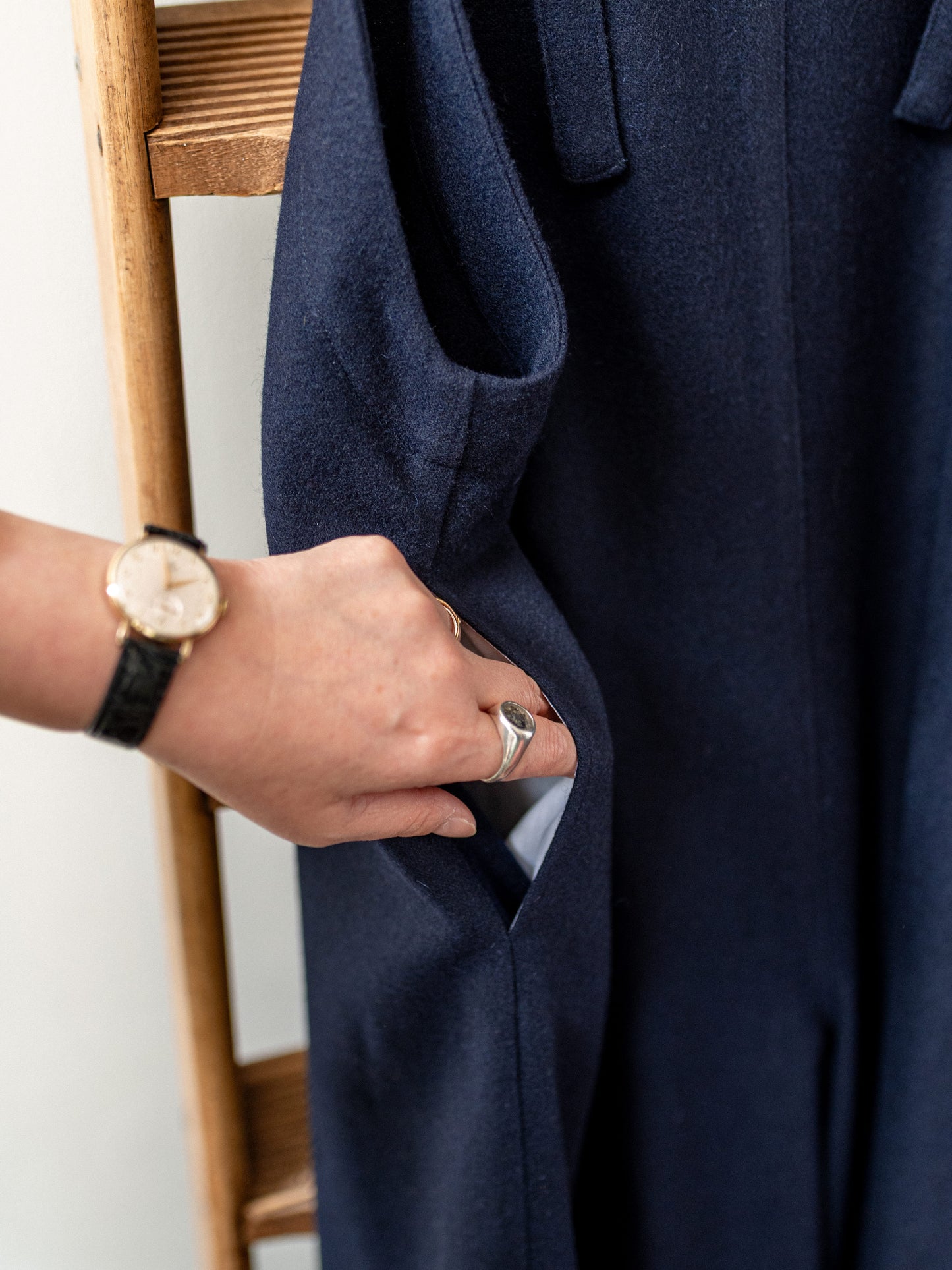 A-Line Wool Dungarees / Navy
