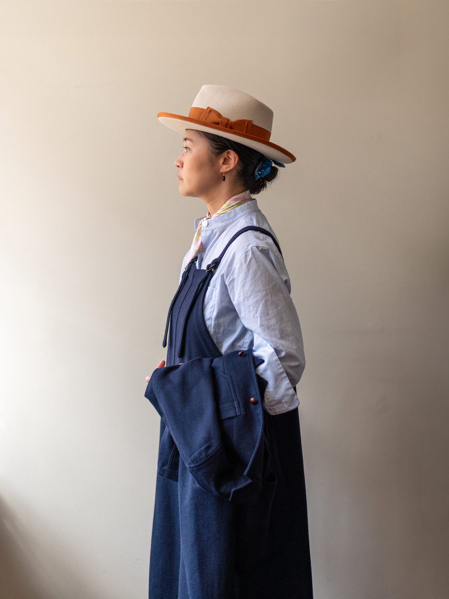A-Line Wool Dungarees / Navy