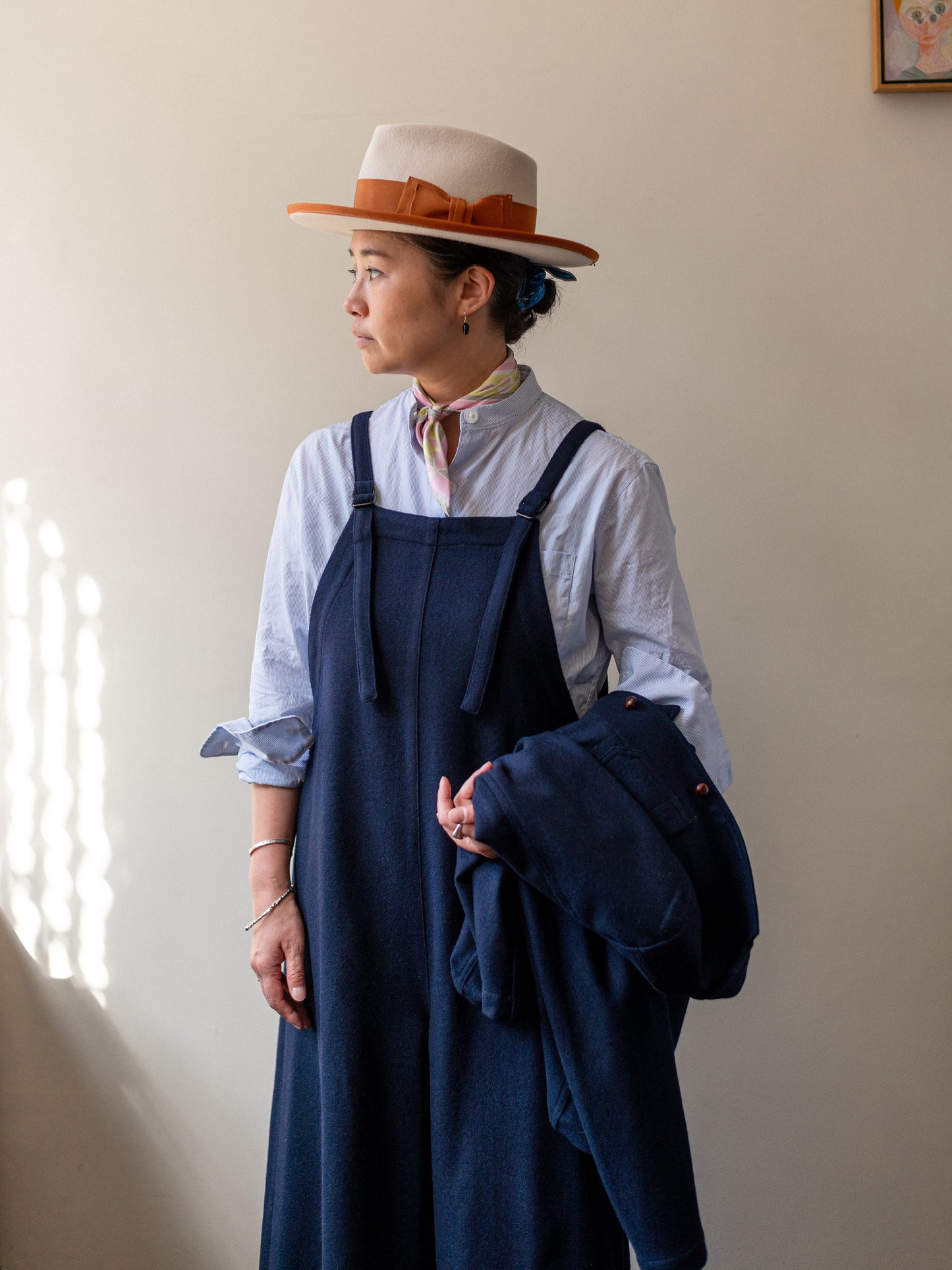 A-Line Wool Dungarees / Navy