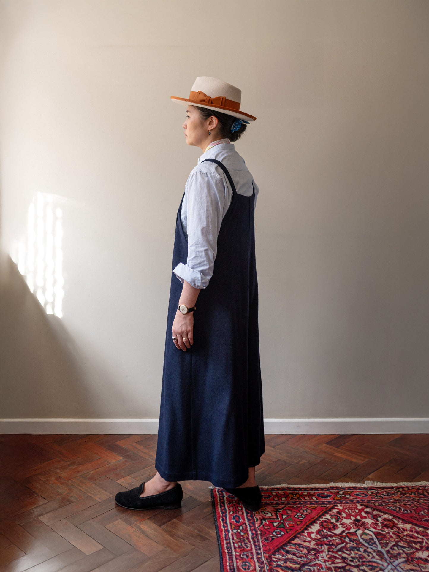 A-Line Wool Dungarees / Navy