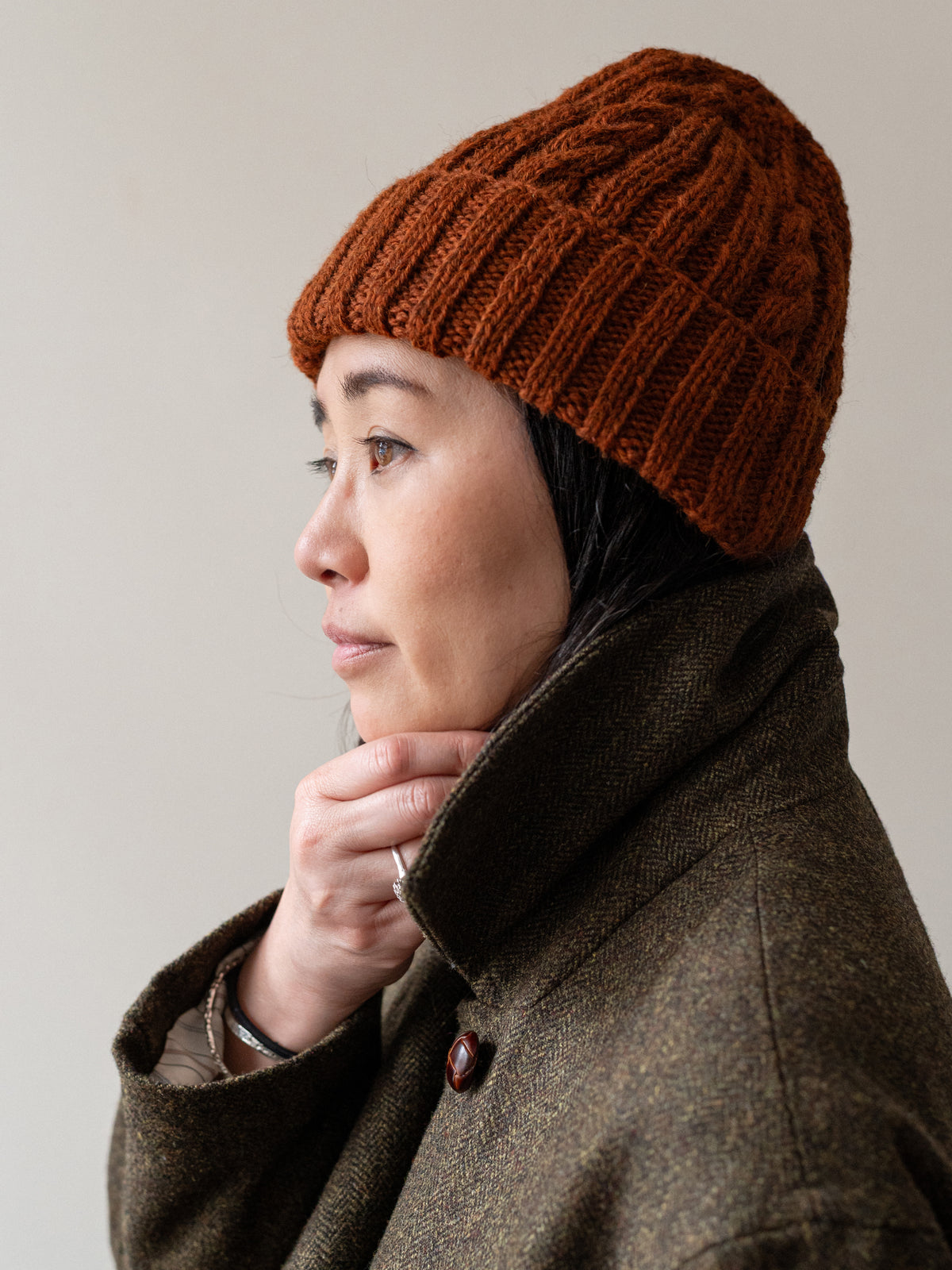 Aran Knit Cap / Ginger