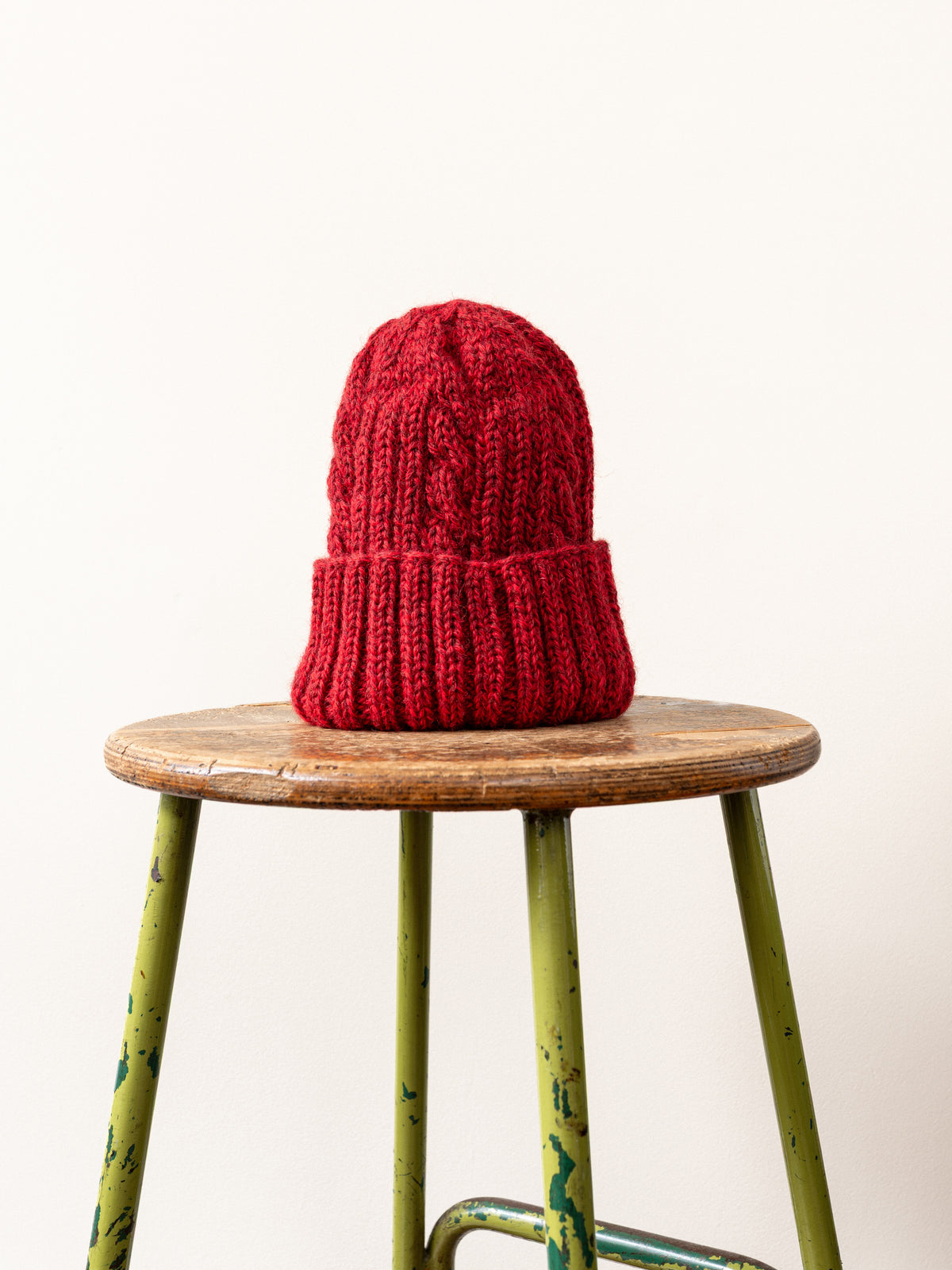 Aran Knit Cap / Red