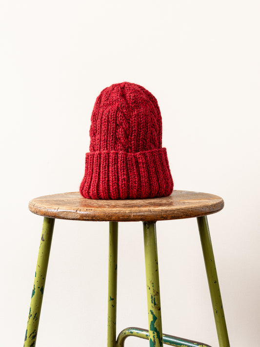 Aran Knit Cap / Red