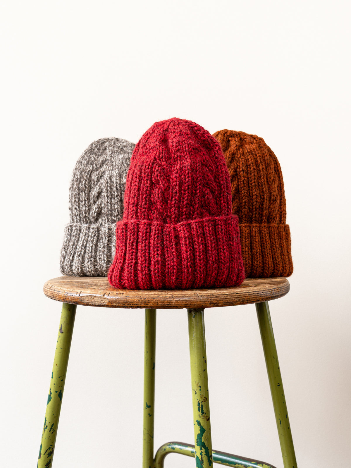 Aran Knit Cap / Red