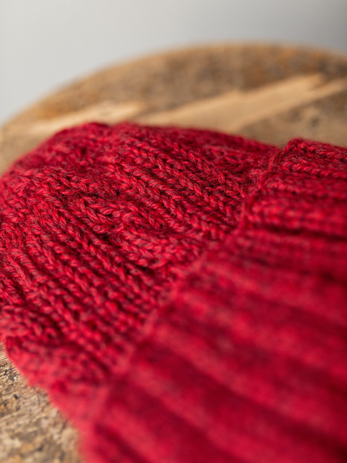 Aran Knit Cap / Red