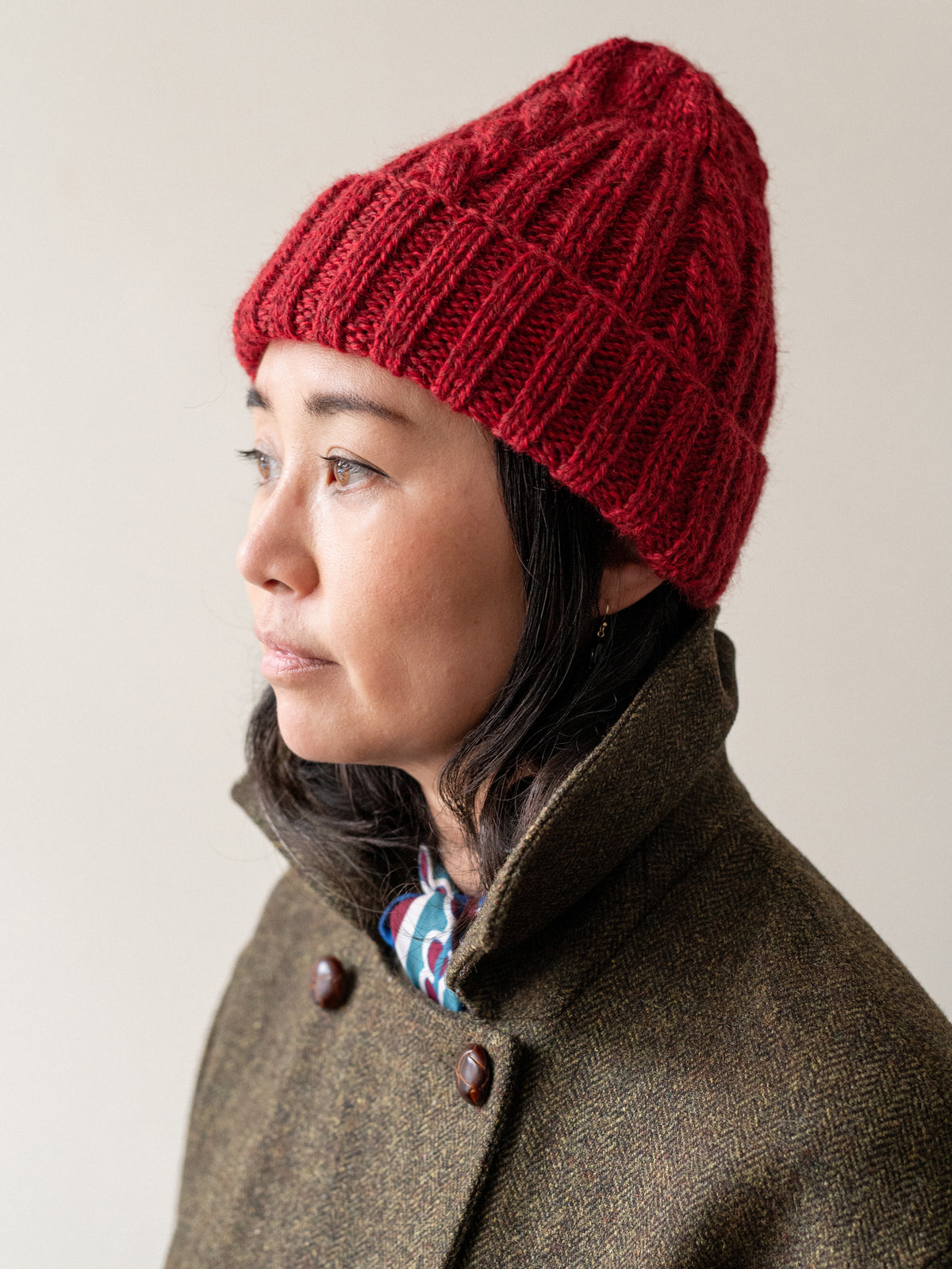 Aran Knit Cap / Red