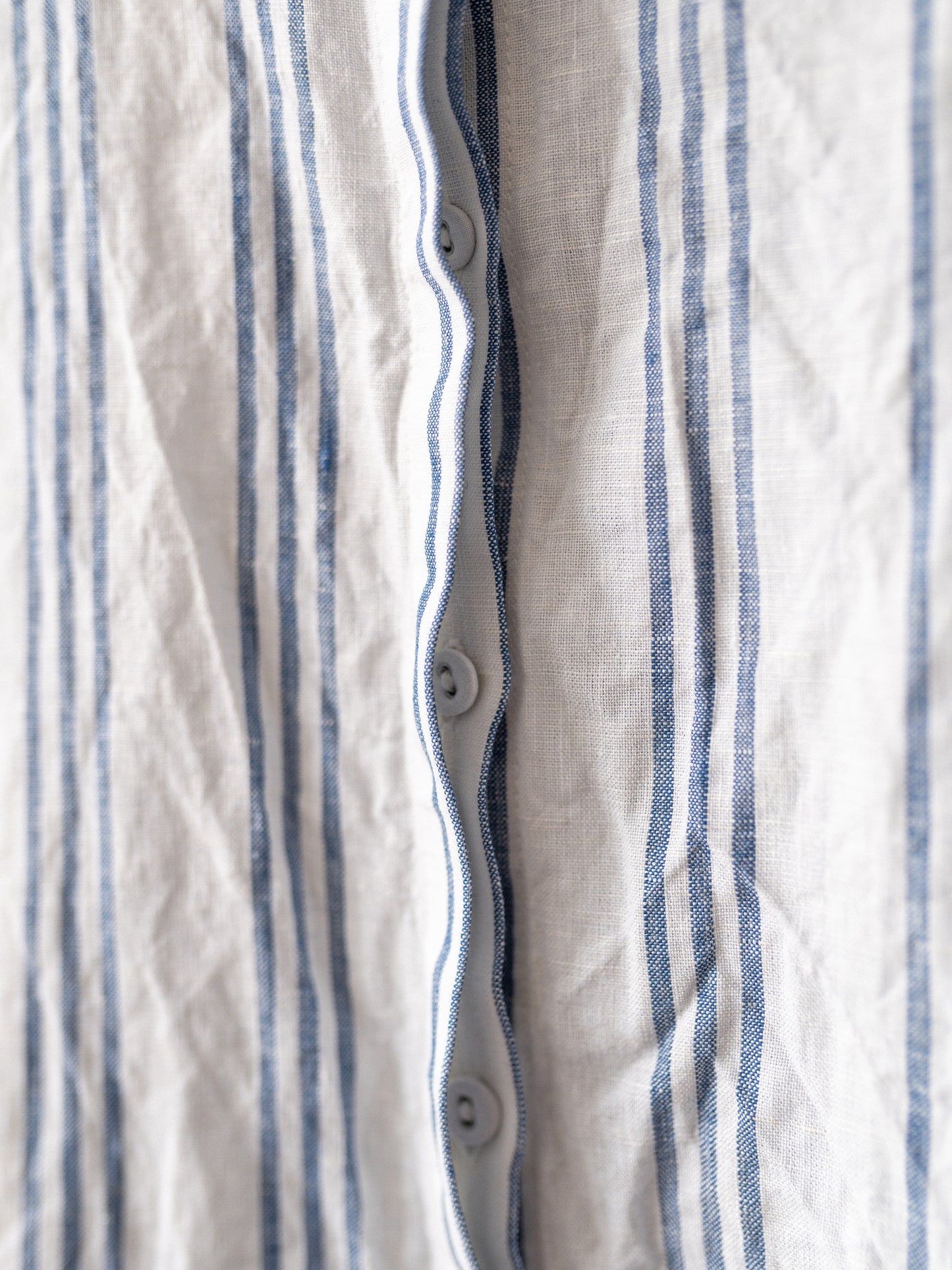 Balloon Sleeve Top / Irish Linen Blue Stripe