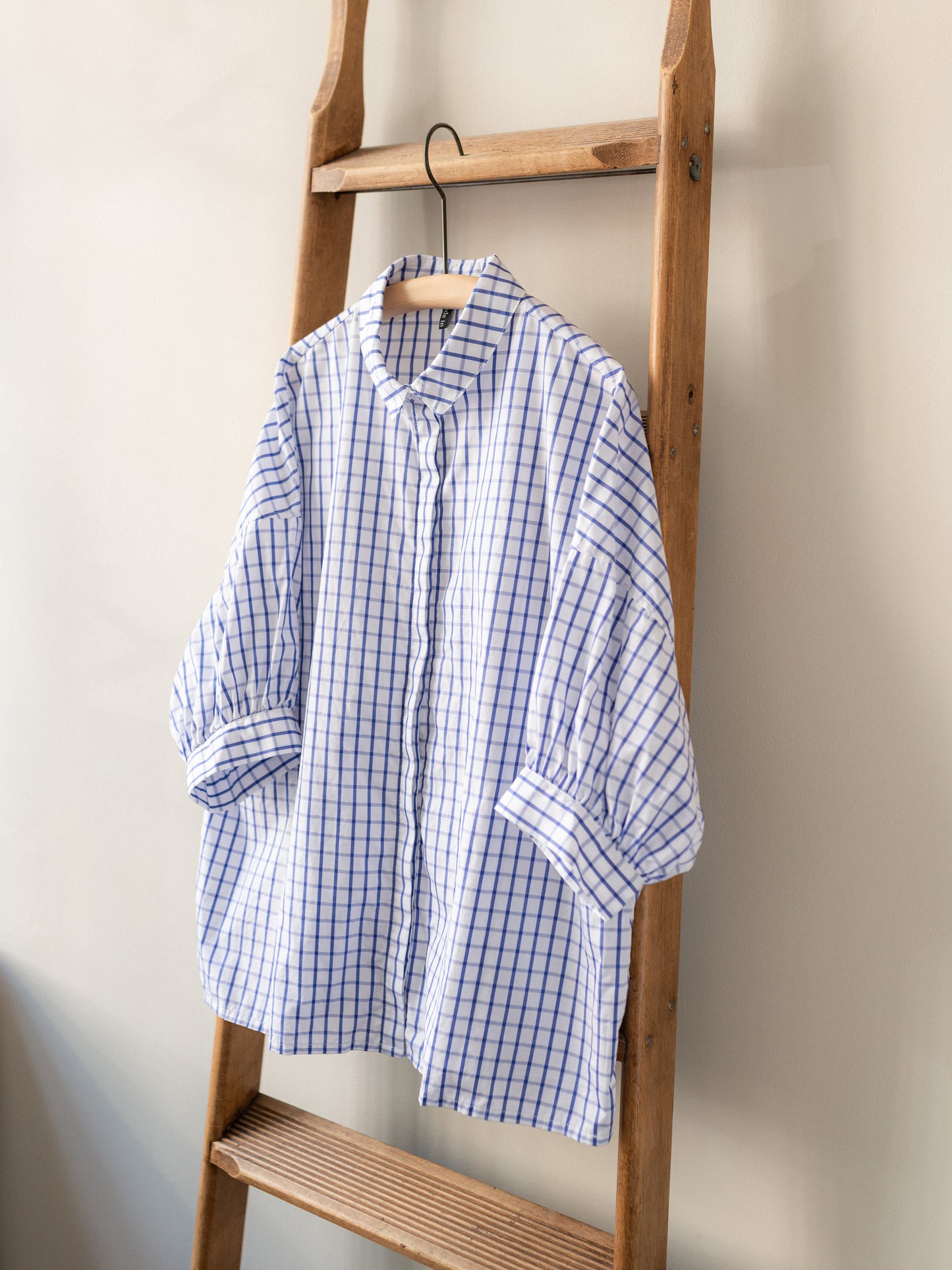 Balloon Sleeve Top / Windowpane Check
