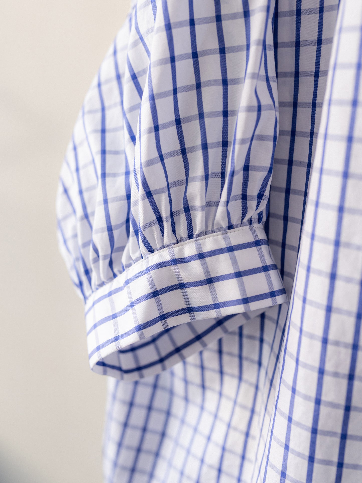 Balloon Sleeve Top / Windowpane Check