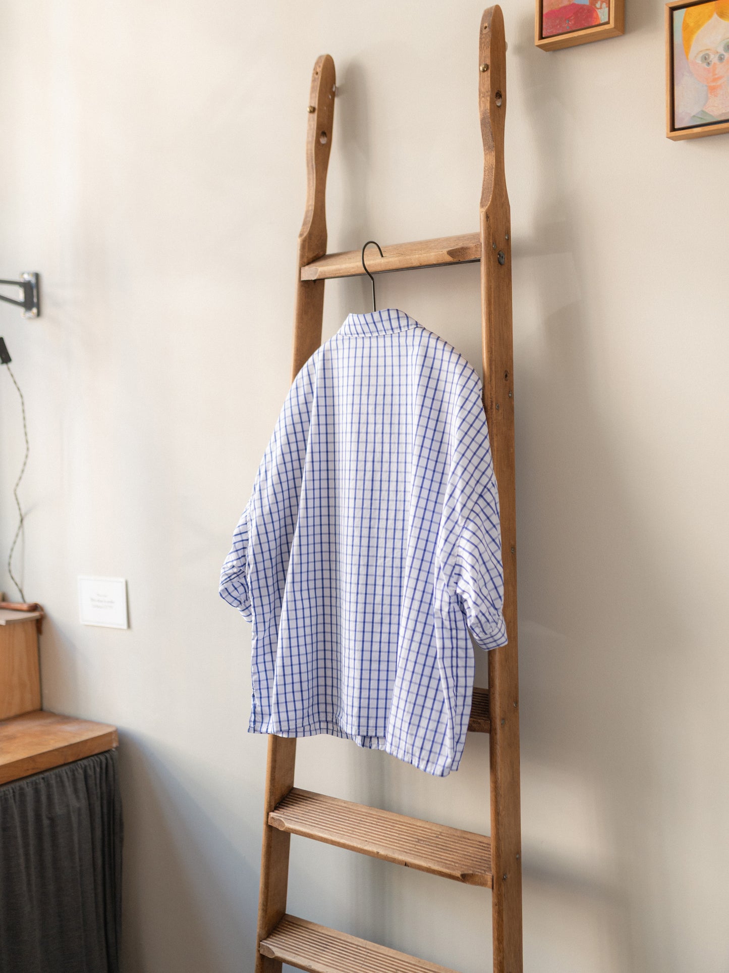 Balloon Sleeve Top / Windowpane Check
