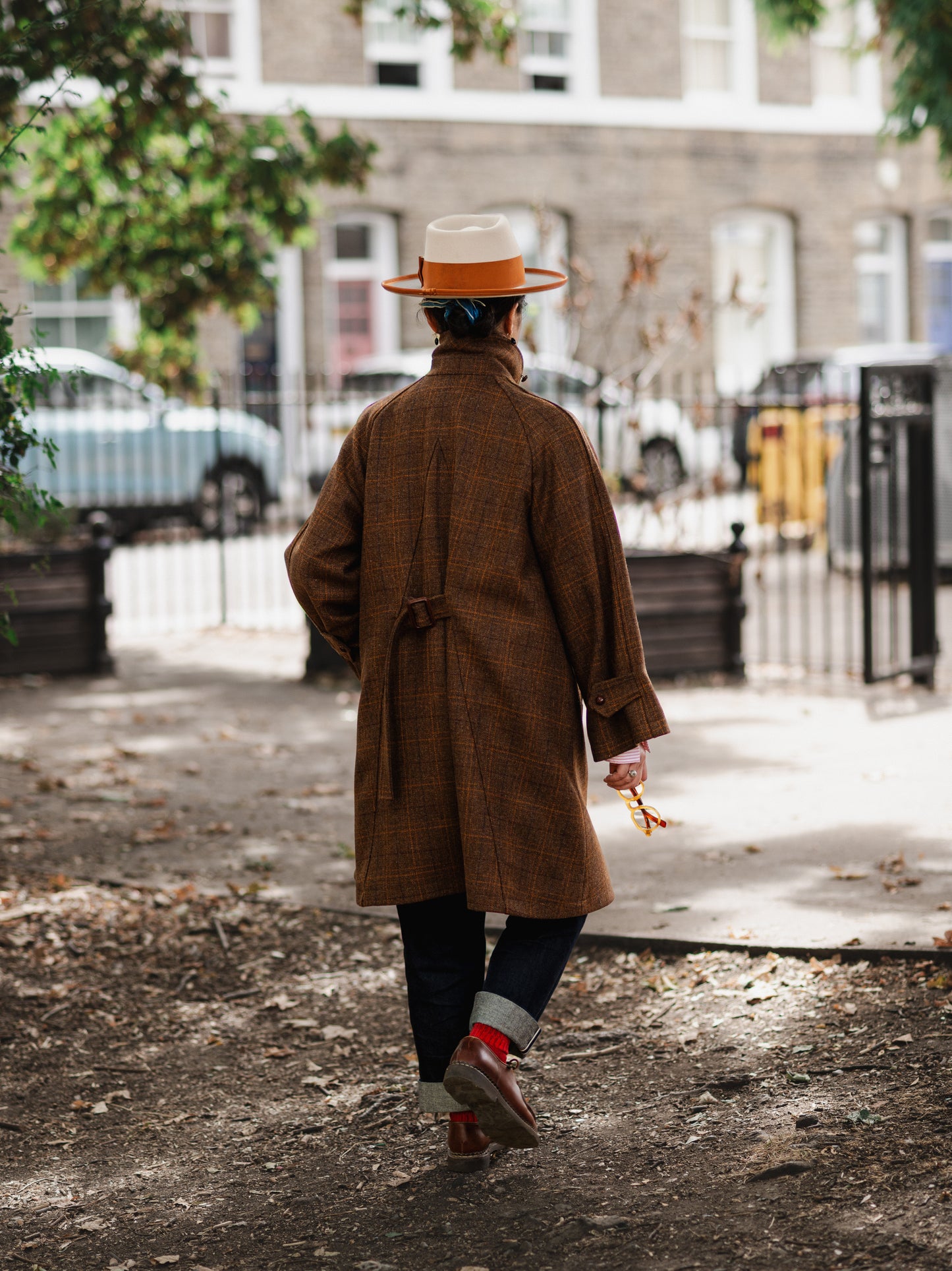 Sporting Tweed Balmacaan Coat / Russet Check