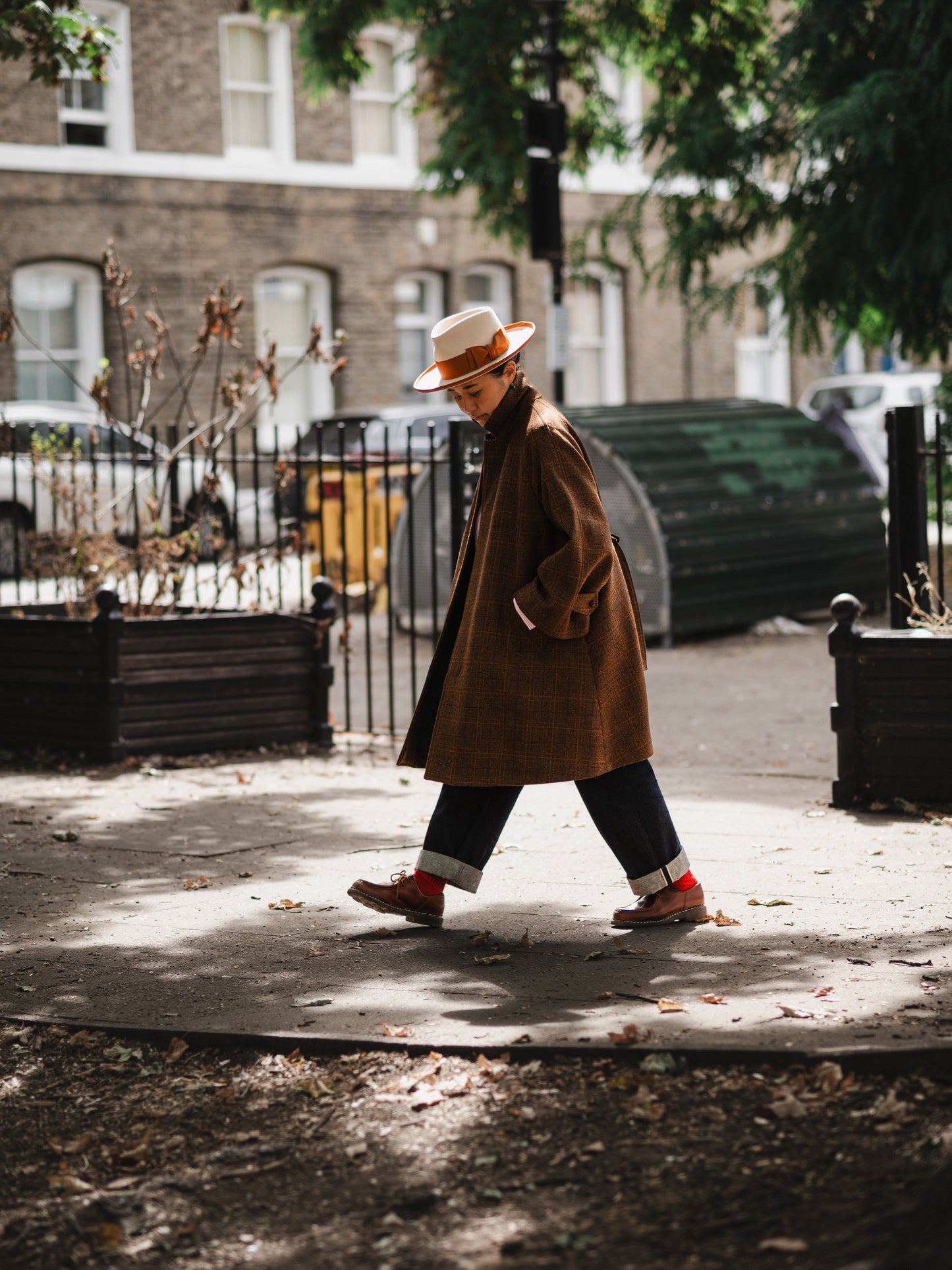 Sporting Tweed Balmacaan Coat / Russet Check