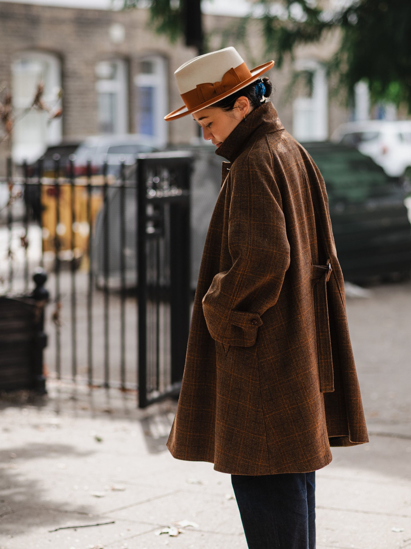 Sporting Tweed Balmacaan Coat / Russet Check