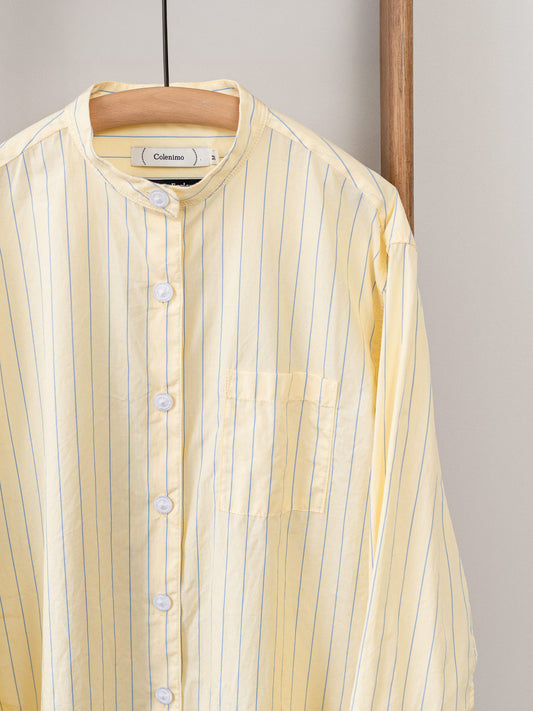 Band Collar Cotton Top / Yellow