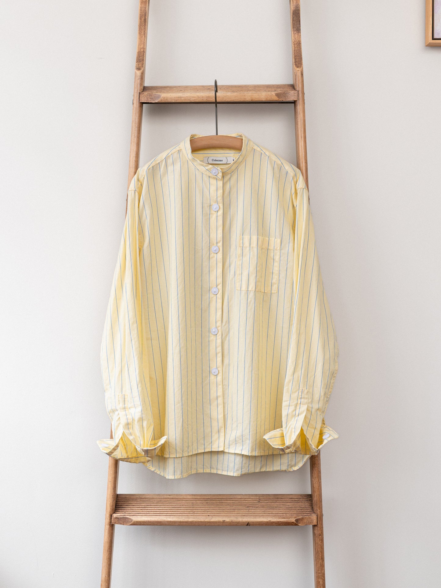 Band Collar Cotton Top / Yellow