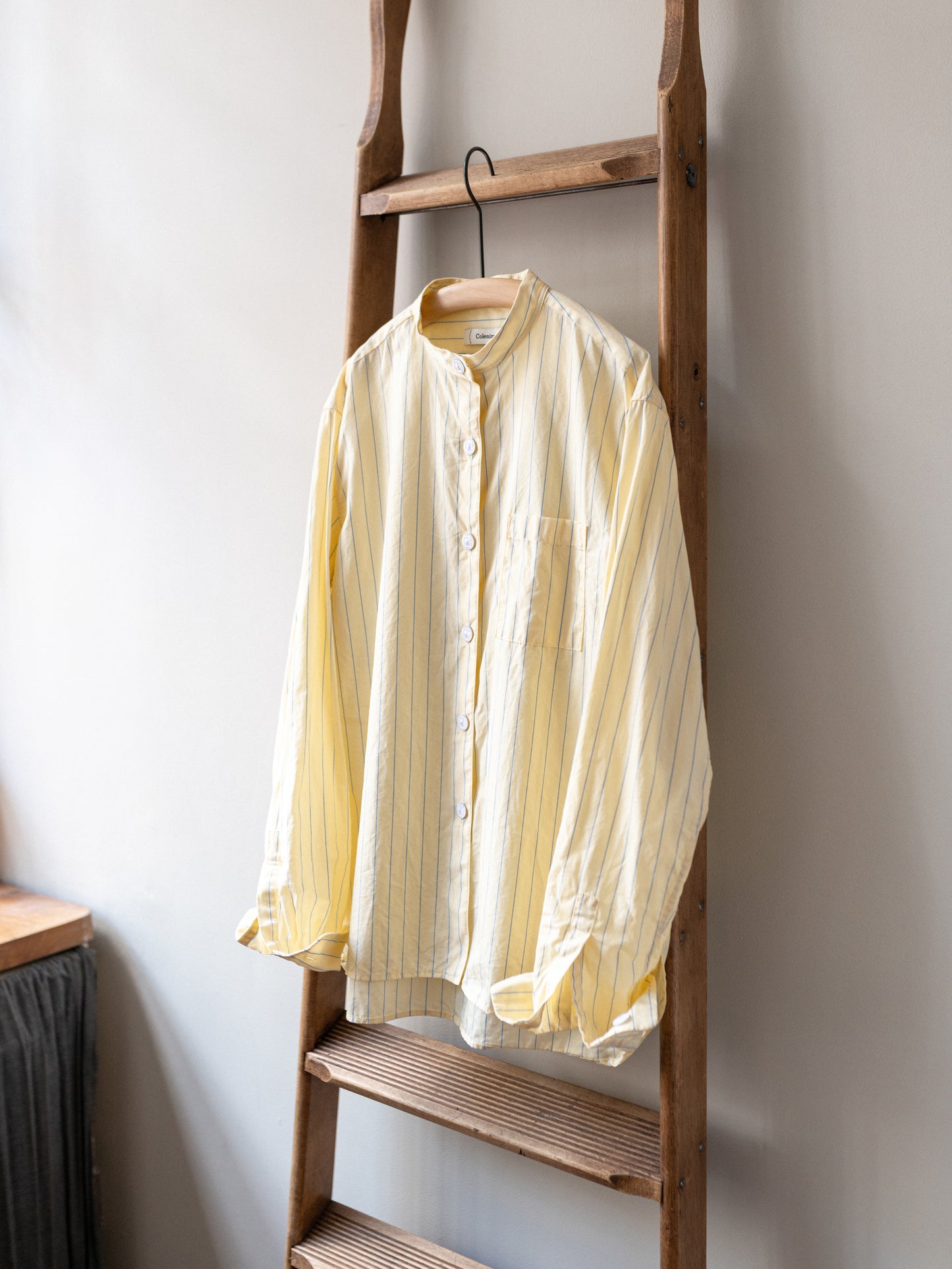 Band Collar Cotton Top / Yellow