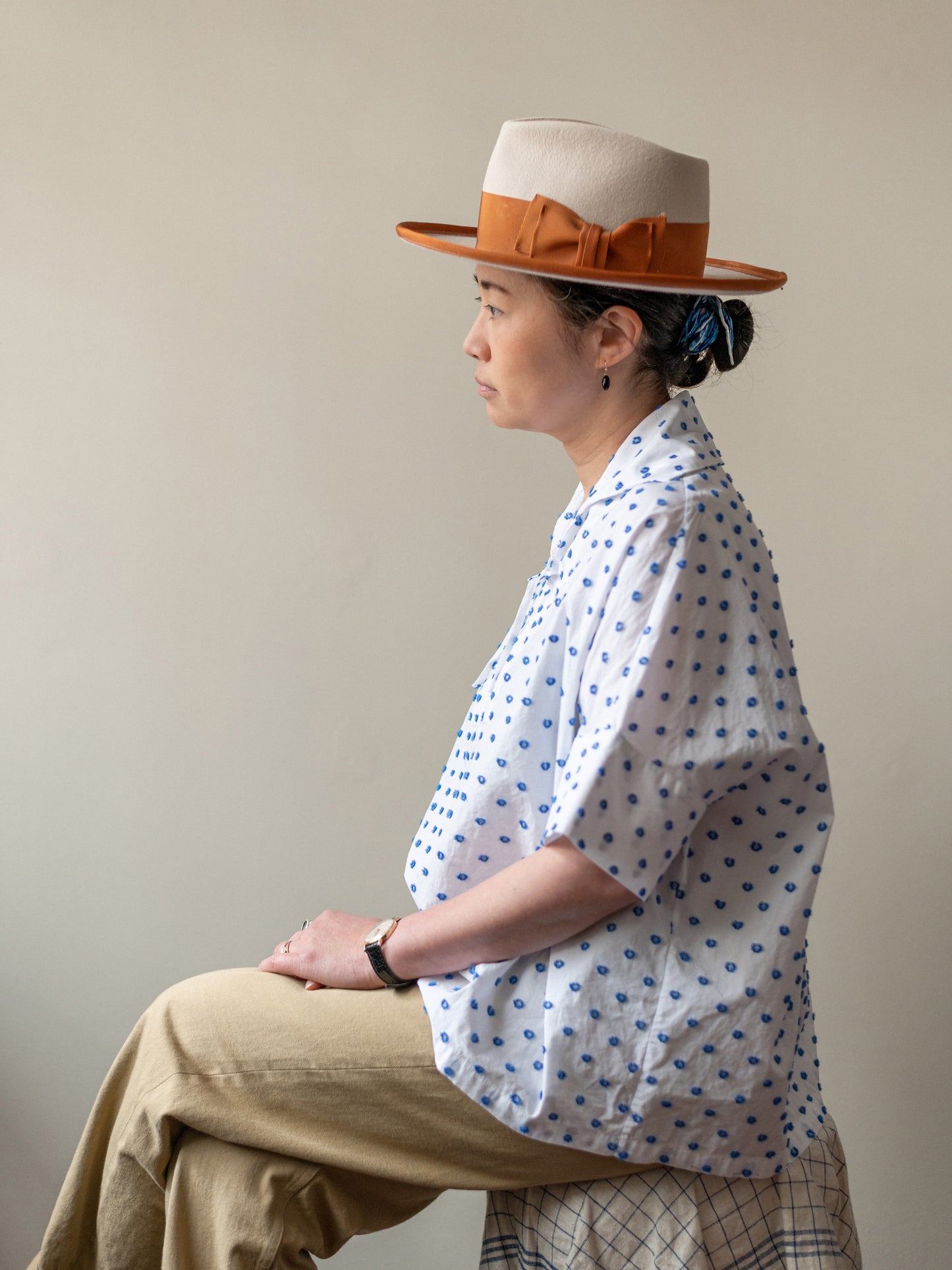 Bathing Top / Dots Cotton Jacquard