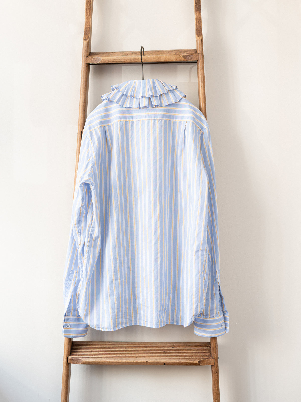 Detachable Ruffle Collar Top / Blue & Yellow Stripe